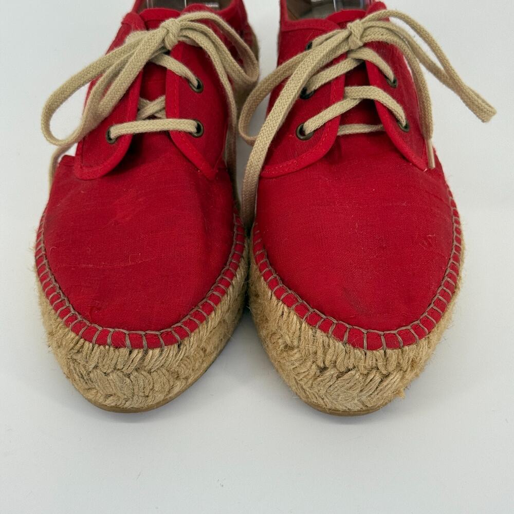 Gaimo Espadrilles Womens Size 8.5 EU 39 Made in Spain Boho Red Retro Silk Summer - Picture 3 of 9